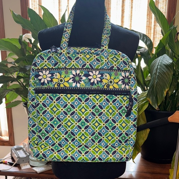 Vera Bradley Green and Blue Floral Tote Bag - Picture 2 of 5